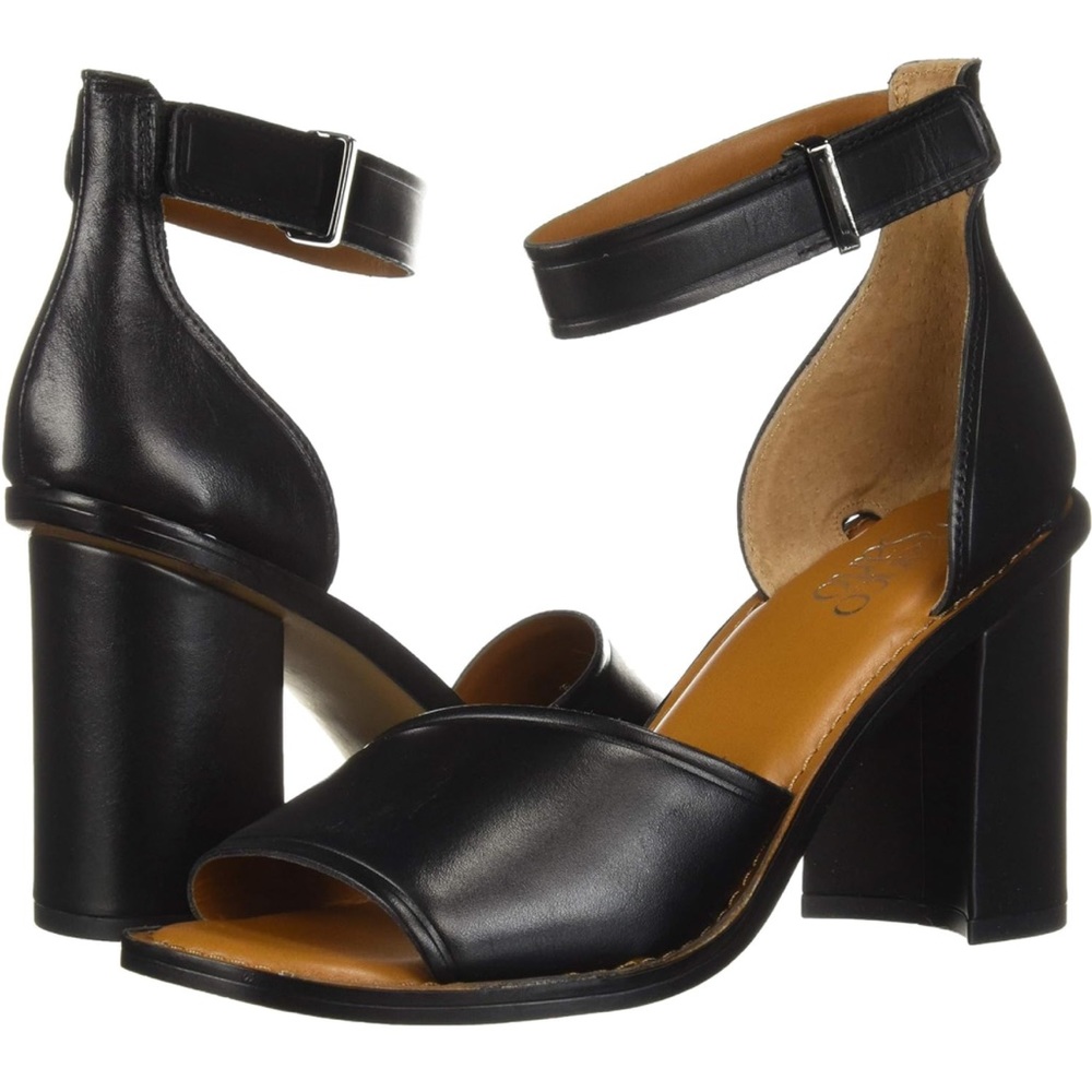 Franco Sarto Open Toe Sandal, w/ankle strap, Black, Size 7.5